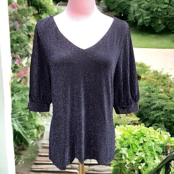 H&M NWT SPARKLY GLITTERY TOP BLOUSE WOMENS MEDIUM - Picture 1 of 7
